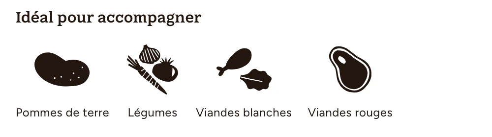 Bloc Idéal pour accompagner : pommes de terre, légumes, viandes blanches, viandes rouges