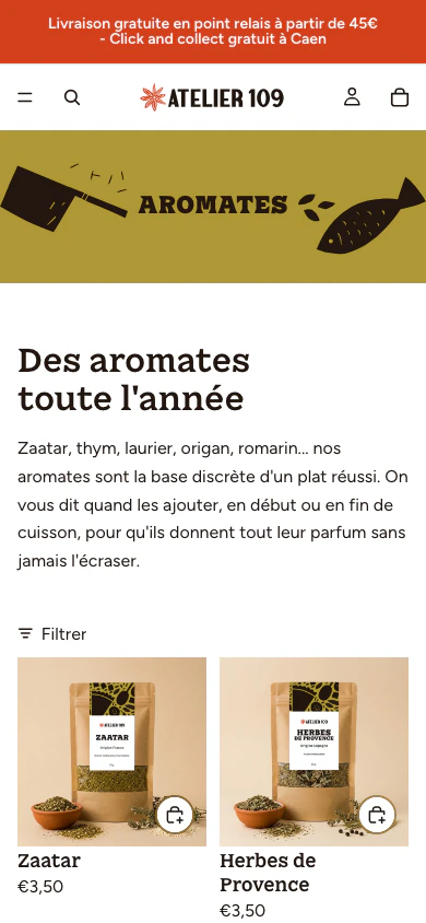 Collection Aromates sur mobile