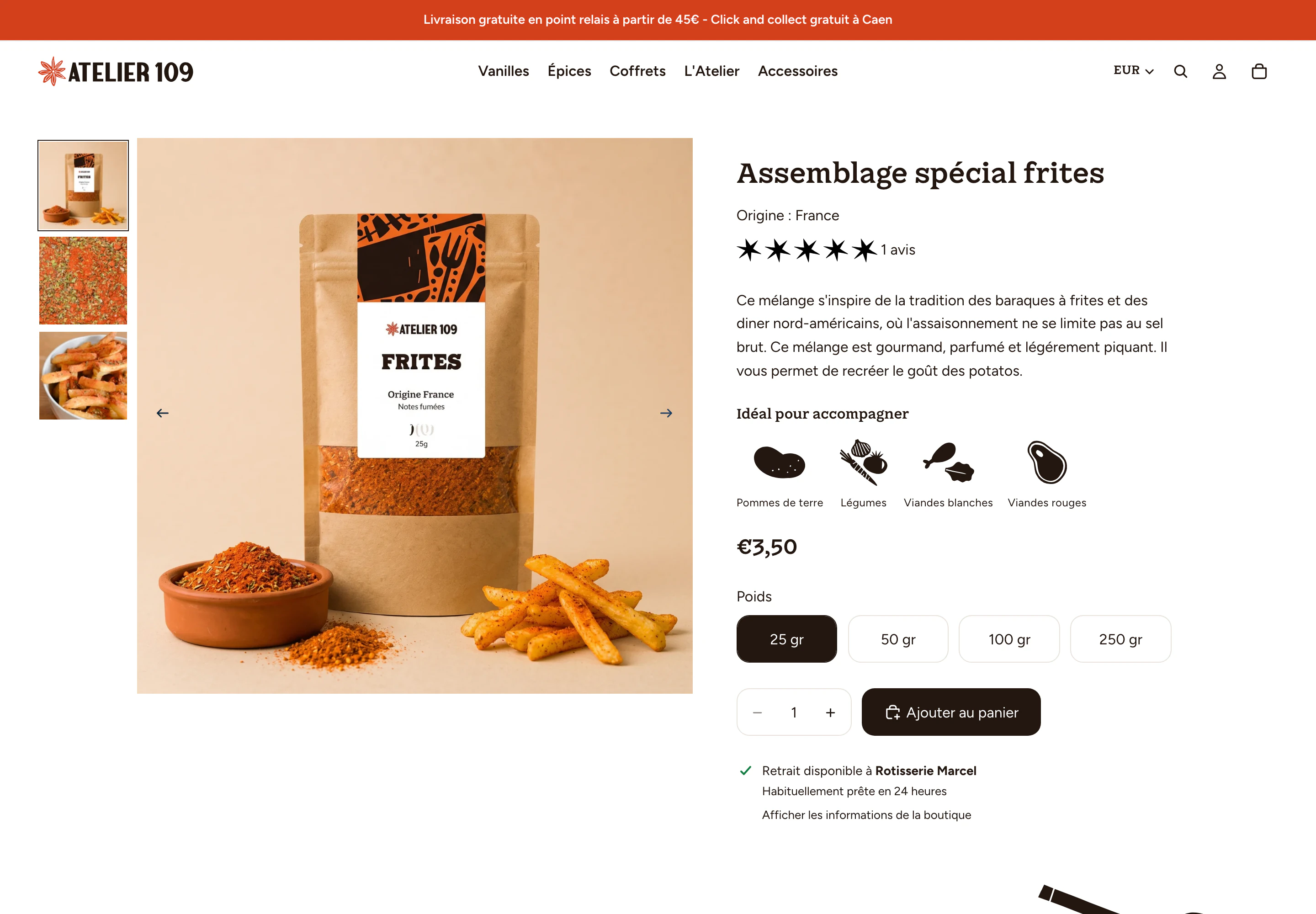 Fiche produit Assemblage spécial frites