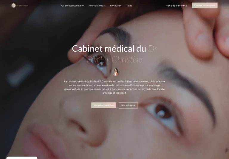 Page d'accueil du cabinet Christèle Payet en production
