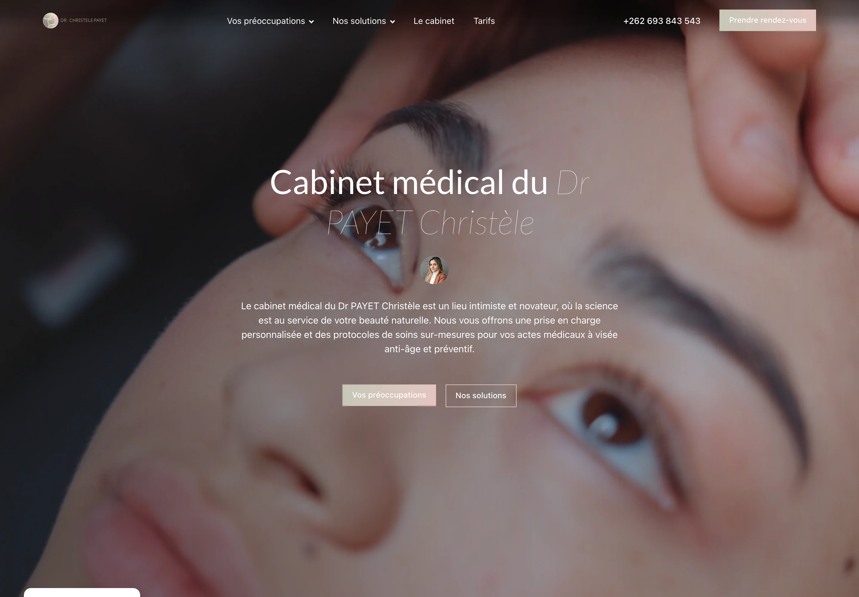 Page d'accueil du cabinet Christèle Payet en production
