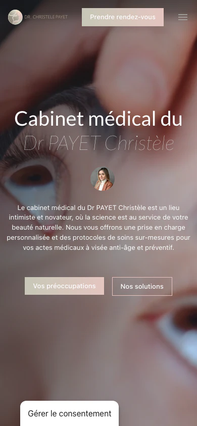 Accueil du cabinet Christèle Payet sur mobile