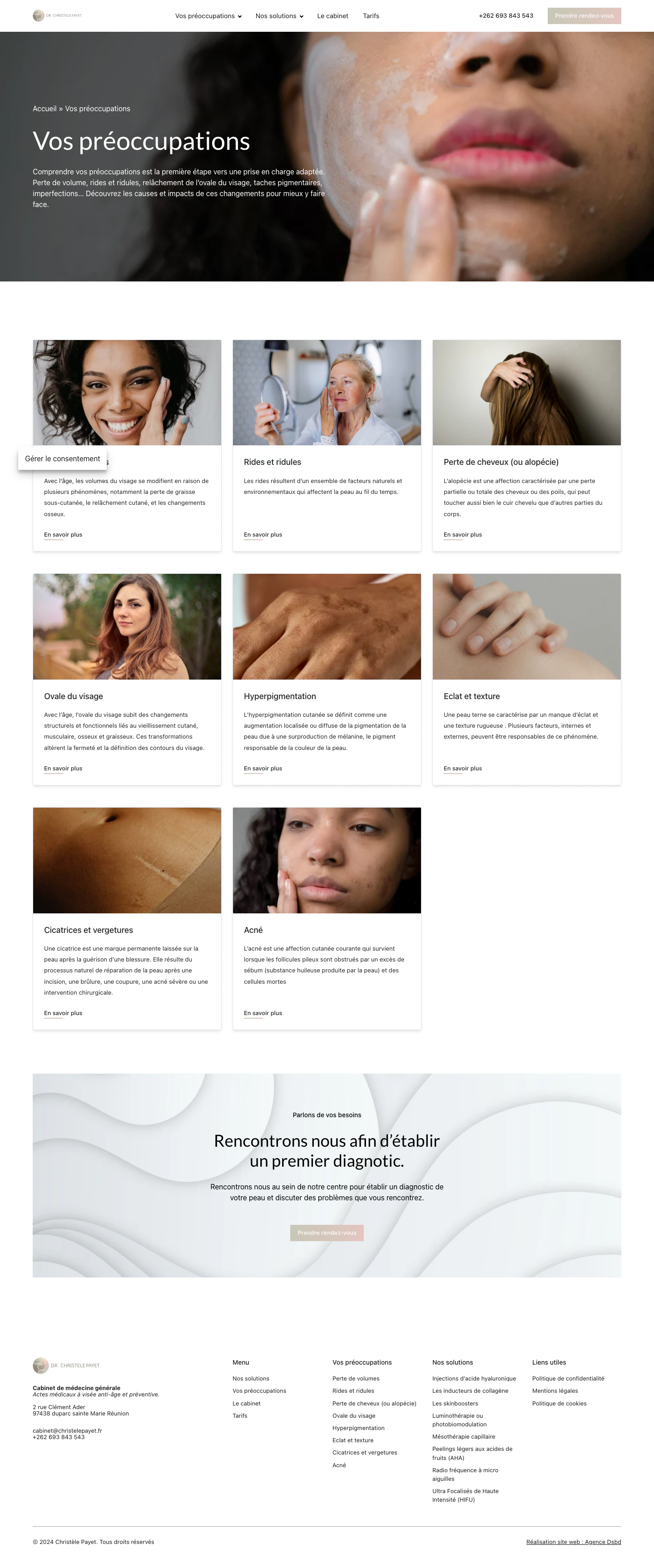 Page Vos préoccupations en production