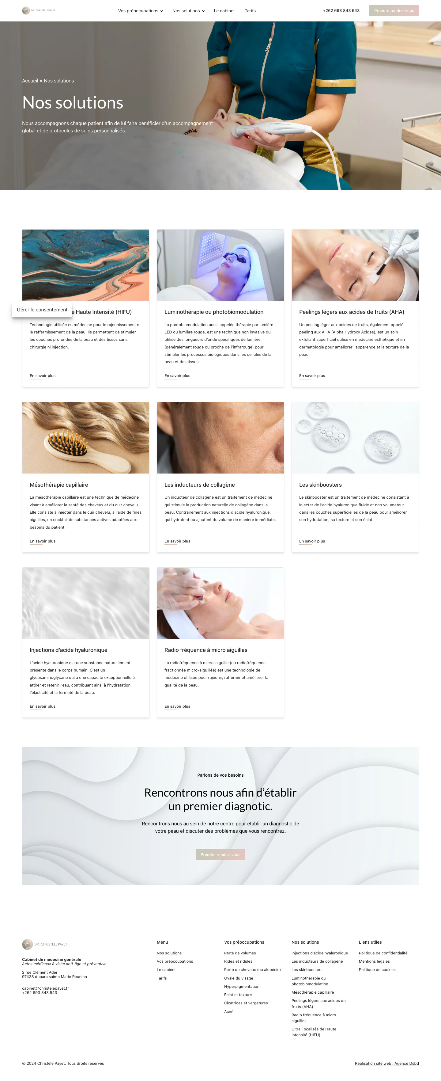 Page Nos solutions en production