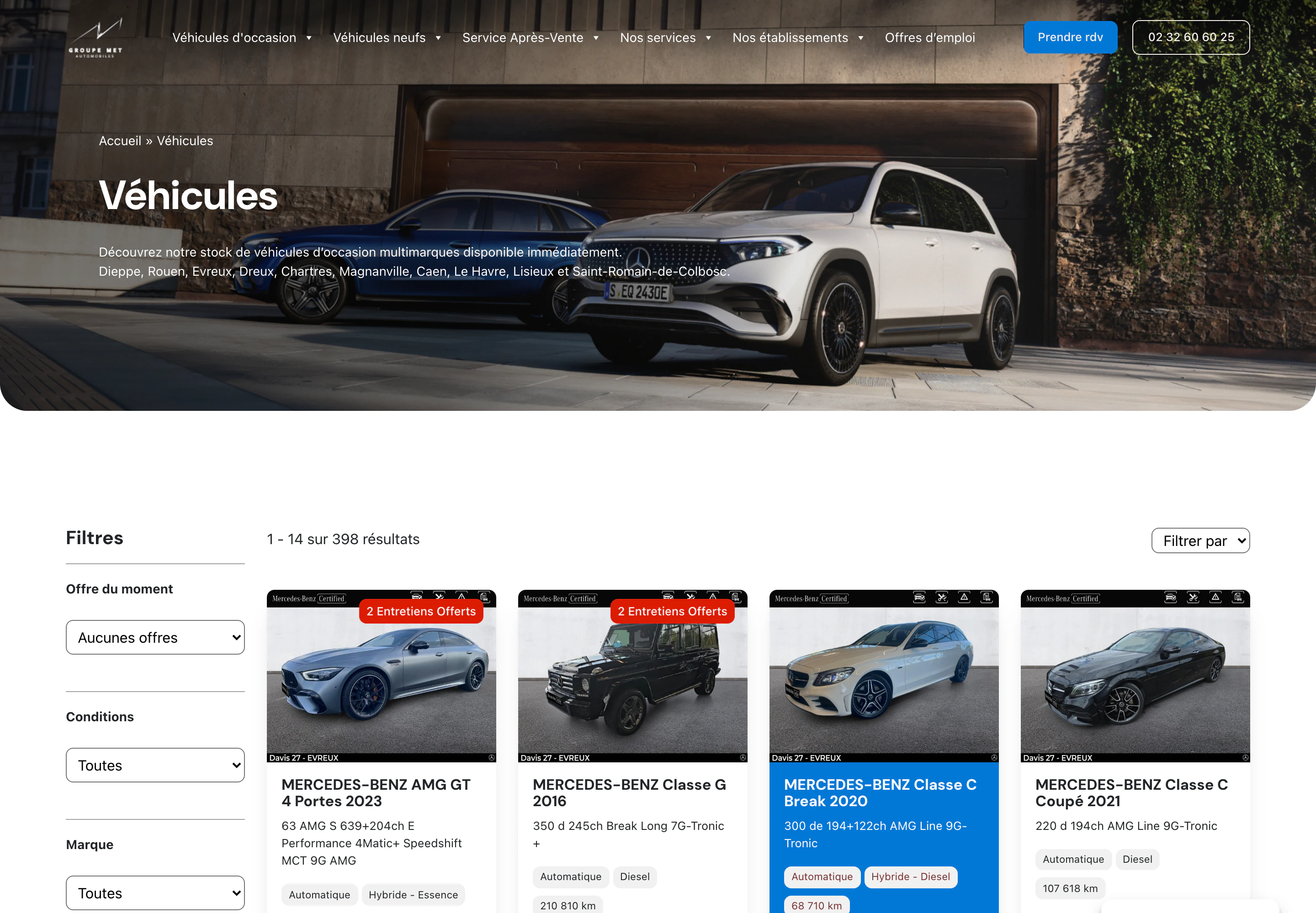 Catalogue des véhicules du Groupe MET en production