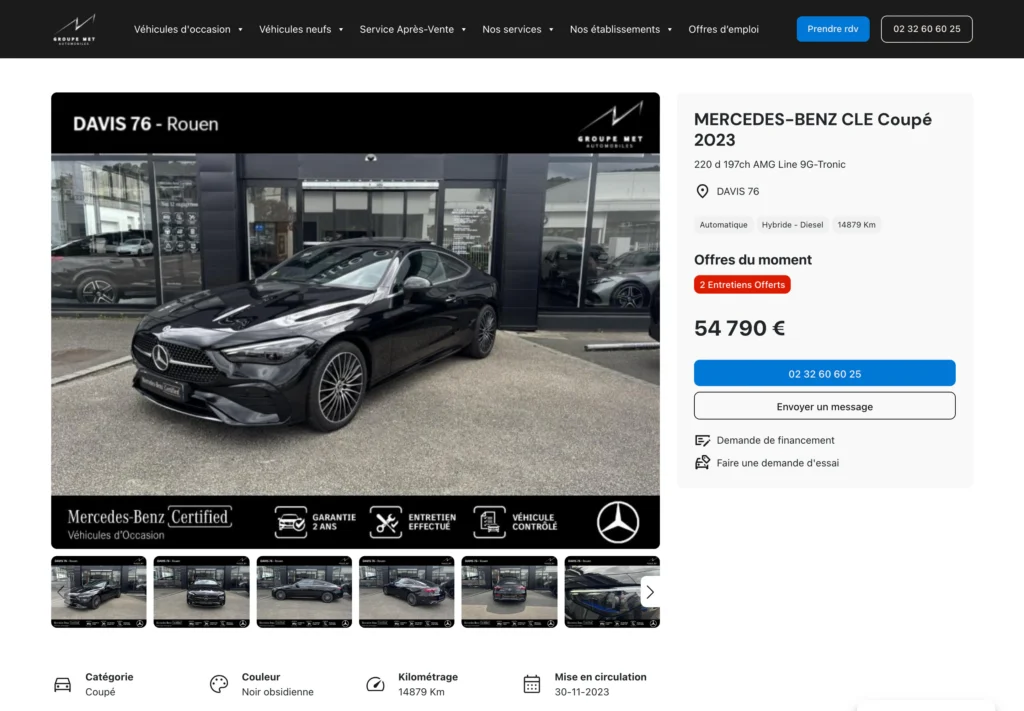 Fiche véhicule du Groupe MET en production, desktop