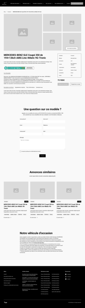 Wireframe de la fiche véhicule du Groupe MET