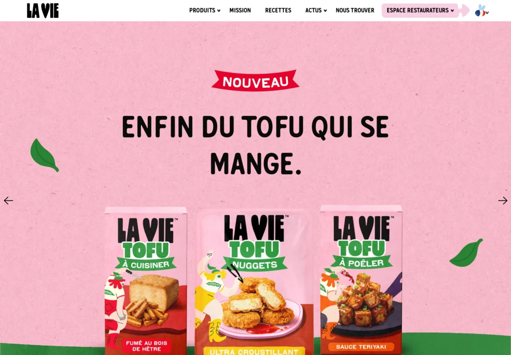 Page d'accueil de La Vie en production