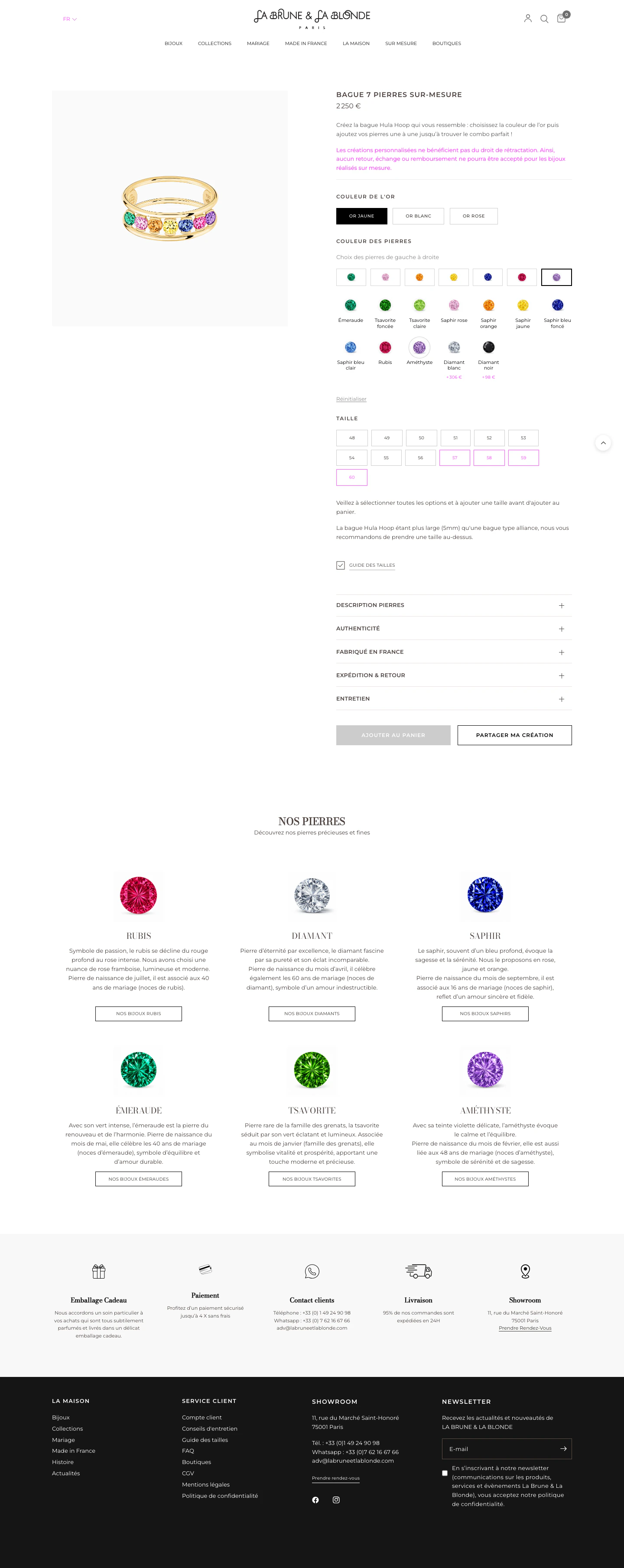 Fiche Bague 7 pierres sur-mesure complète