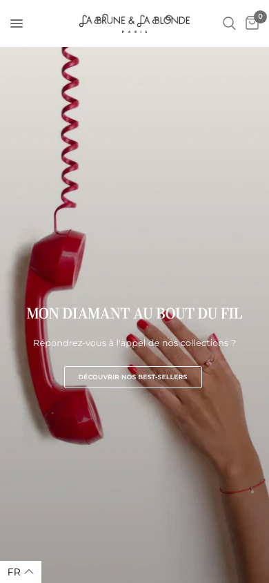 Page d'accueil de La Brune & La Blonde en production sur mobile
