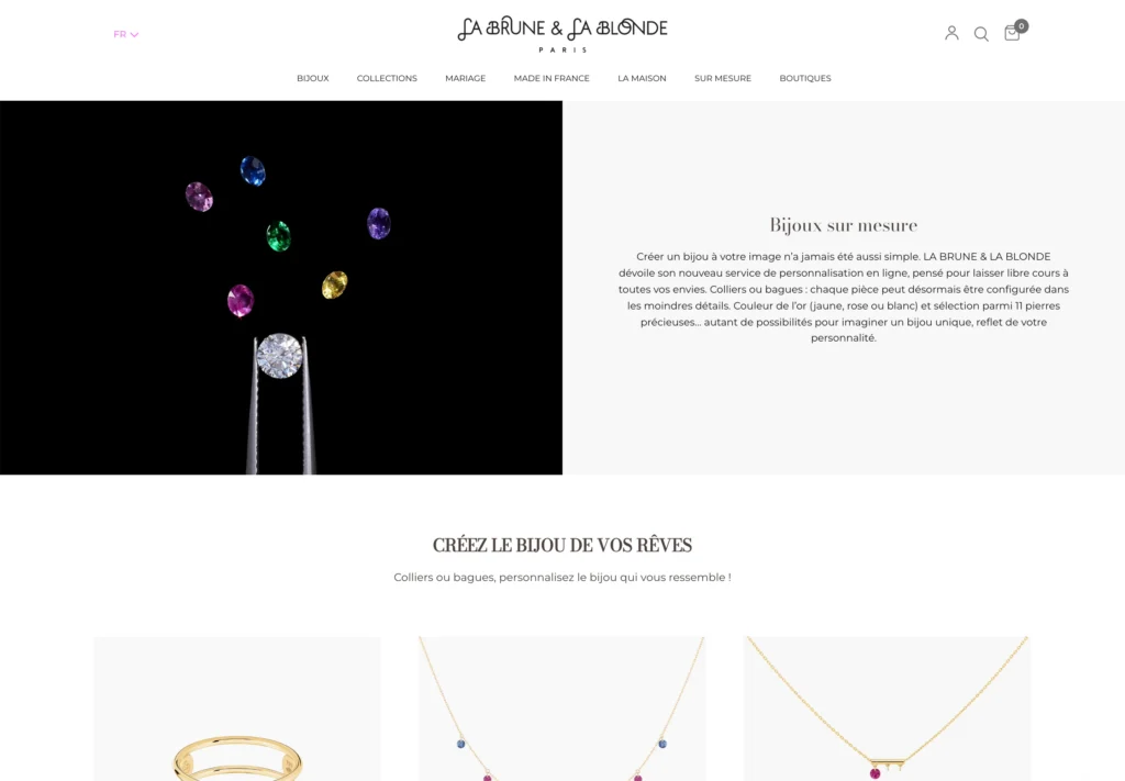 Page Bijoux sur mesure : Bague 7 pierres, Collier 7 pierres, Collier pampilles