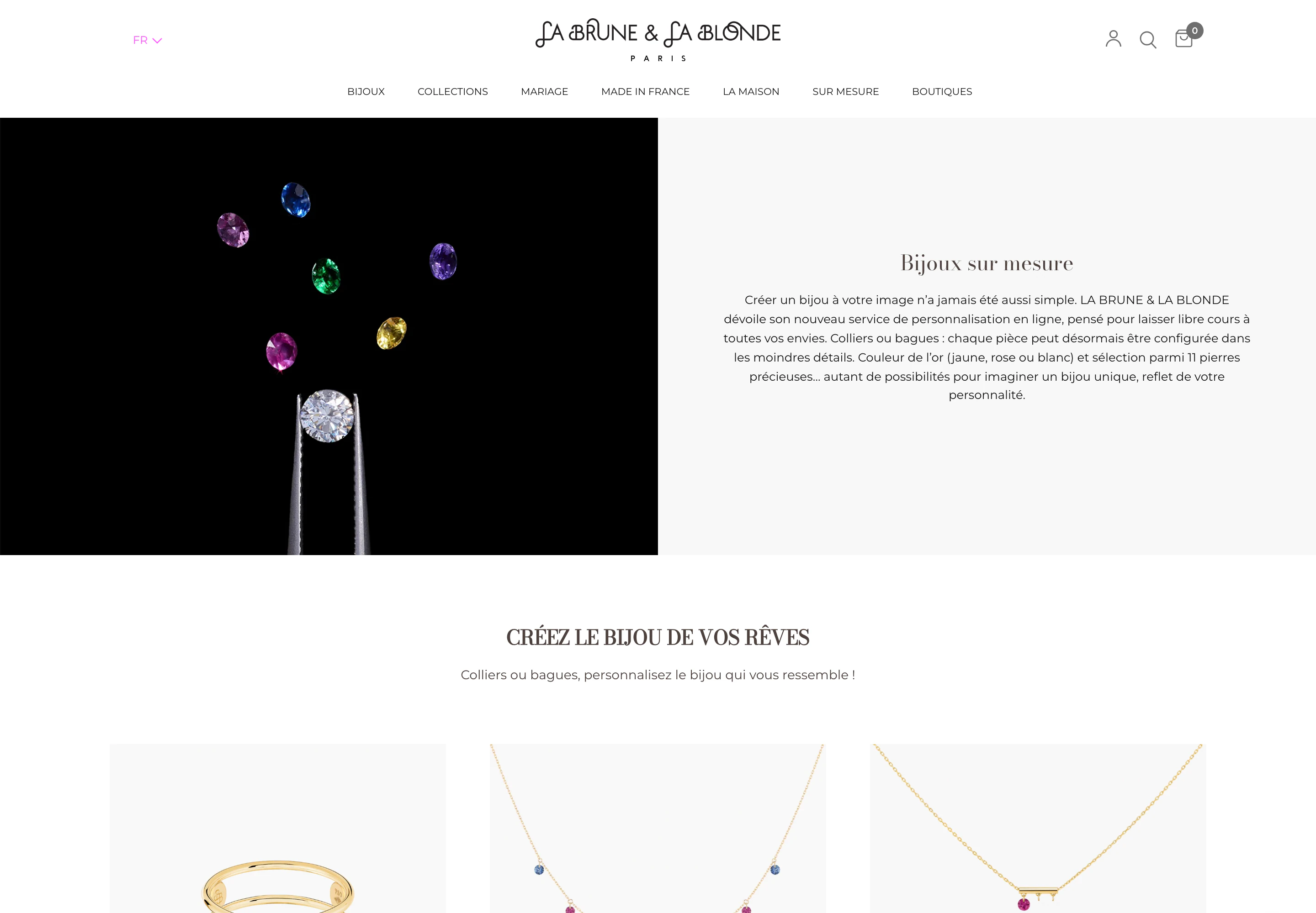 Page Bijoux sur mesure : Bague 7 pierres, Collier 7 pierres, Collier pampilles