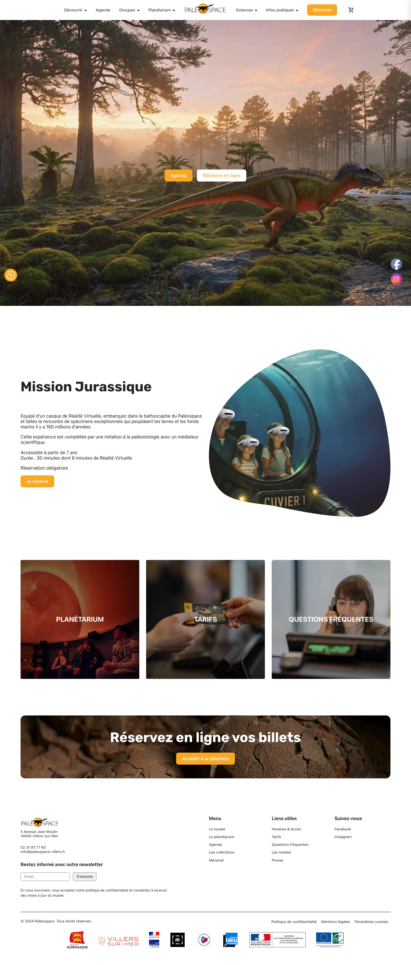Page activité Mission Jurassique avec bouton Je réserve