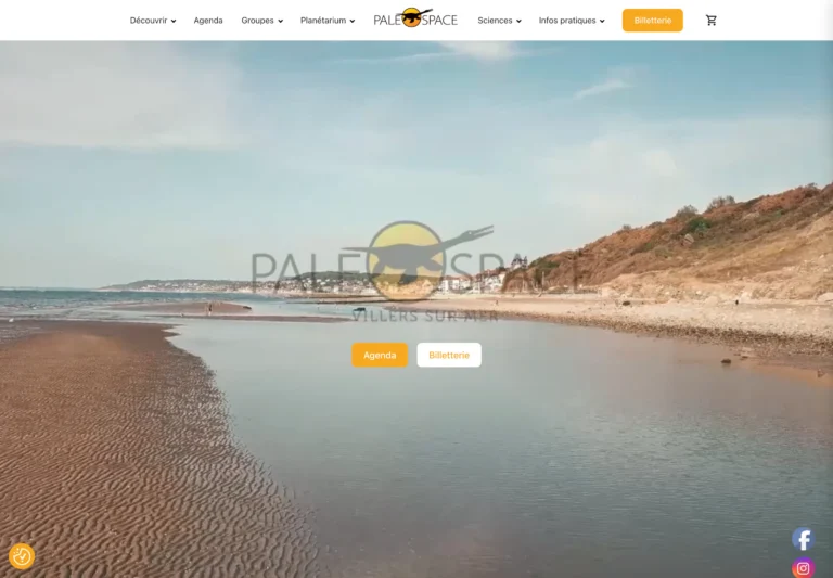 Page d'accueil du Paléospace en production