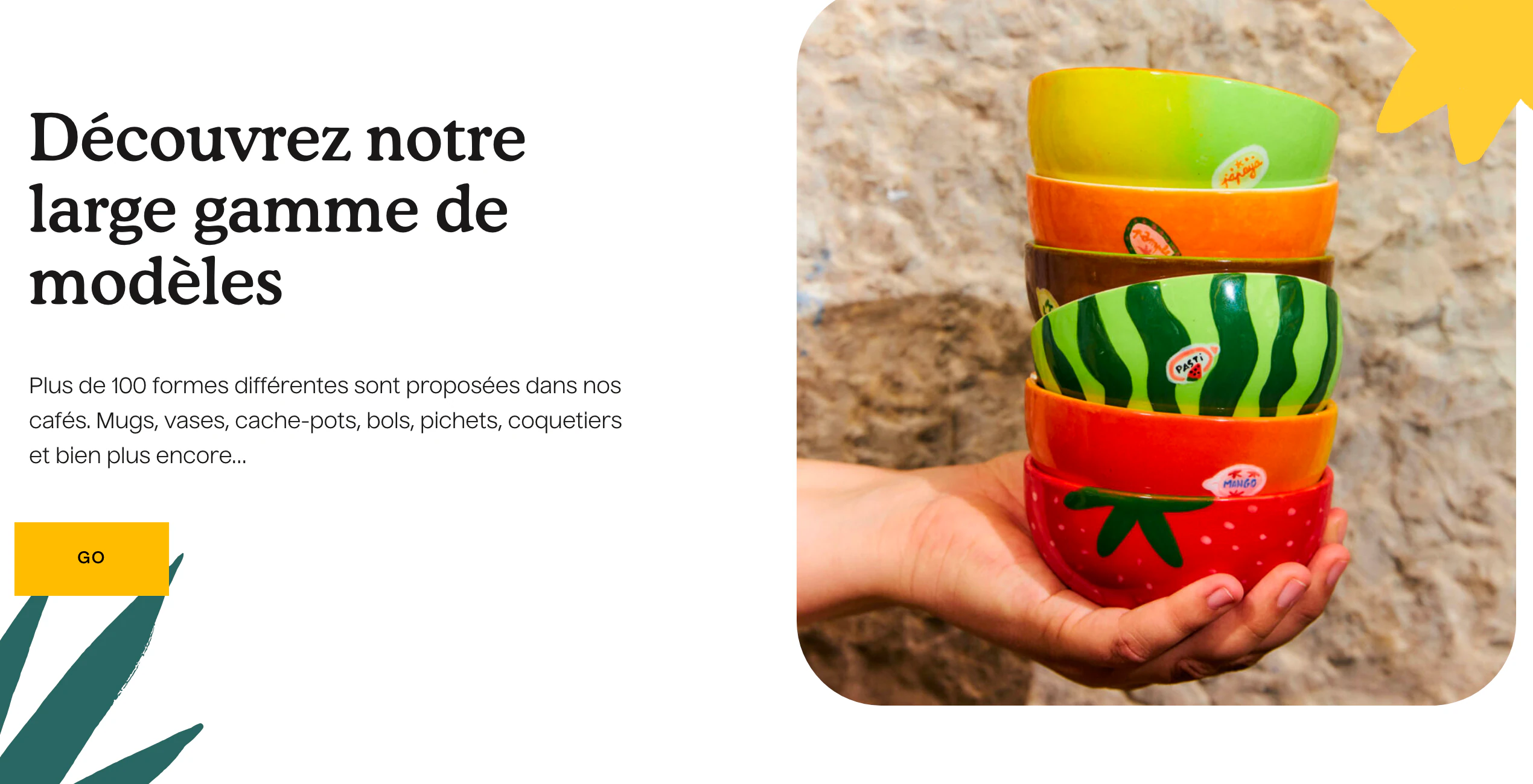 Bloc « Découvrez notre large gamme de modèles » sur l'accueil