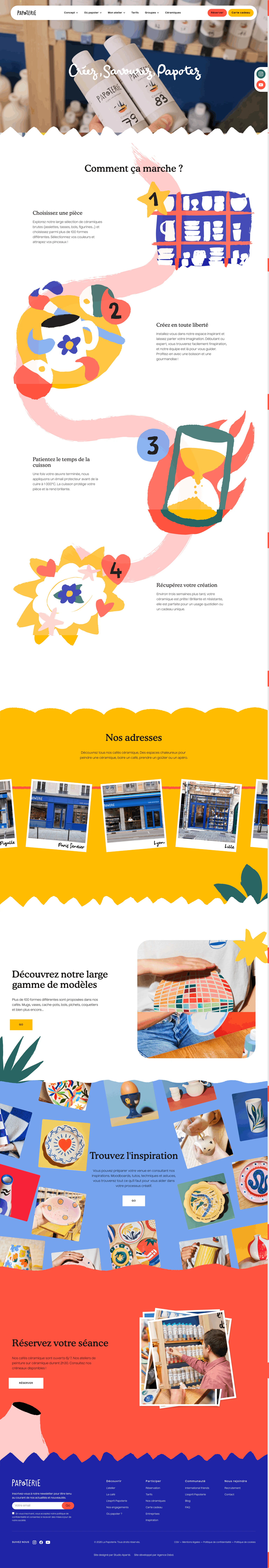 Page d'accueil complète de La Papoterie en production